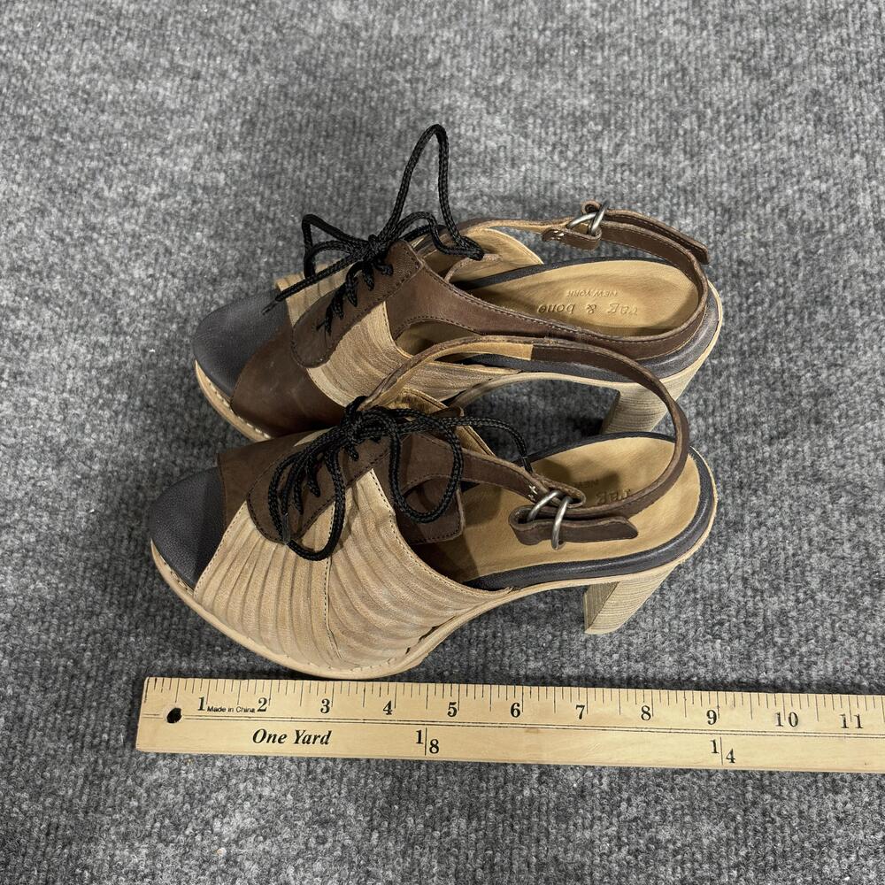 rag & bone Platform Heels Womens Size 6 Brown Lace Up Slingback Made Italy - Picture 11 of 16